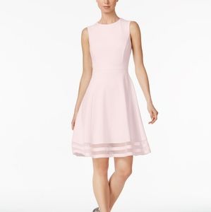 Illusion-Trim Fit & Flare Dress